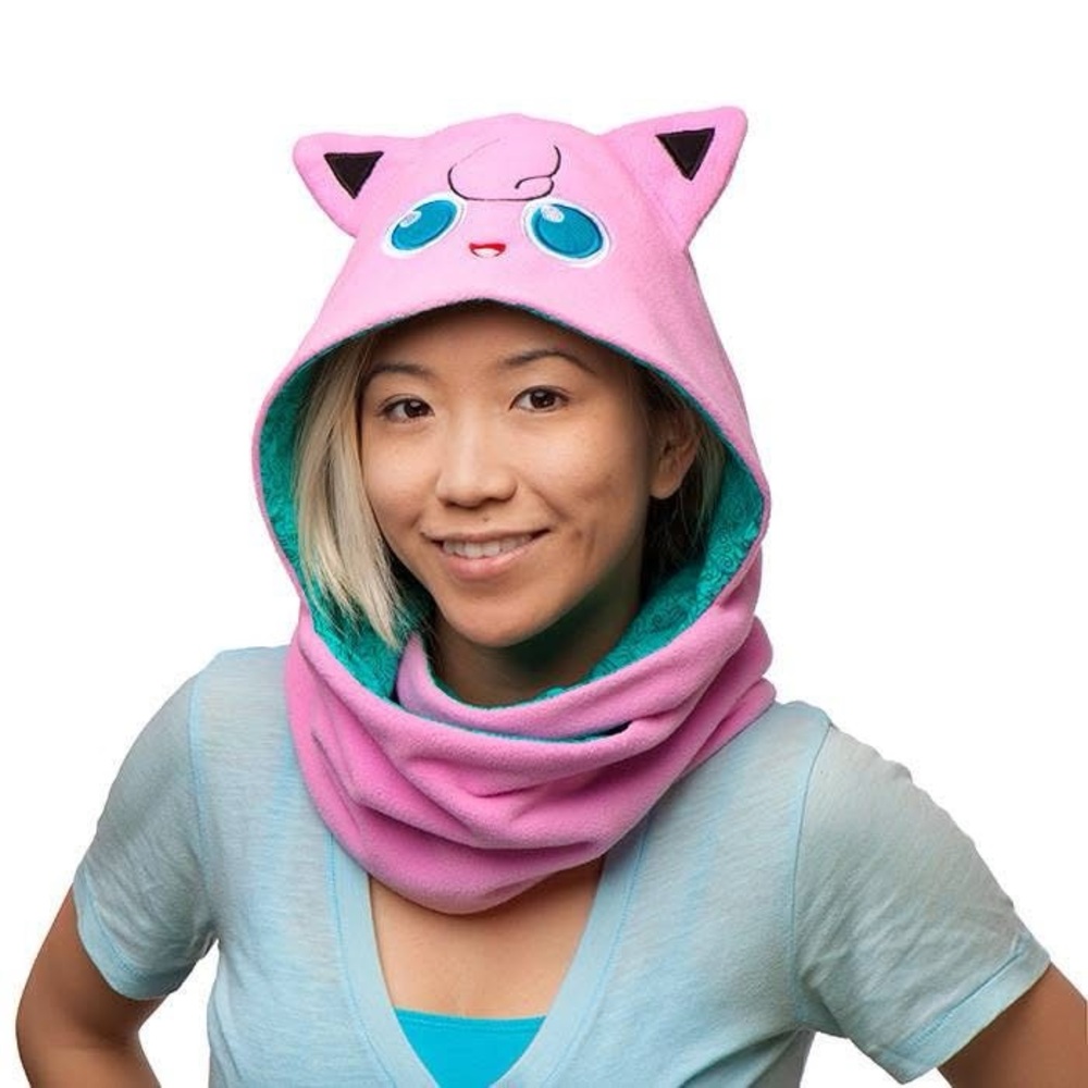 Pokemon Pink Jigglepuff Hooded Scarf reversible cosplay NWT